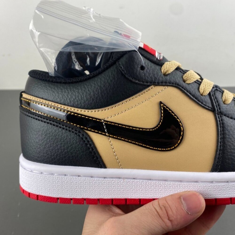 Air Jordan 1 Low Sneakers In Black And Khaki. - Picture 6 of 10